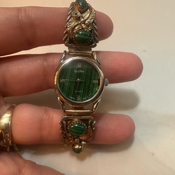 Sterling silver and stone ladies watch band